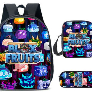 Roblox Blox Fruits Barnryggsäck 3-delad set (ryggsäck + Måltidsväska + Pennfodral) Z[HK]