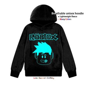 Roblox HD Tryck Barn Huvtröja Casual Unisex Pullover för Pojkar och Flickor 4-14 År Polyester Vardaglig Fritidsklädsel Tryckt Huvtröja Ungdom 100