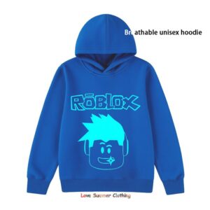 Roblox HD Tryck Barn Huvtröja Casual Unisex Pullover för Pojkar och Flickor 4-14 År Polyester Vardaglig Fritidsklädsel Tryckt Huvtröja Ungdom 110