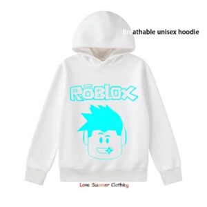 Roblox HD Tryck Barn Huvtröja Casual Unisex Pullover för Pojkar och Flickor 4-14 År Polyester Vardaglig Fritidsklädsel Tryckt Huvtröja Ungdom 160