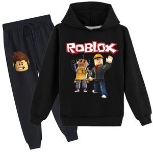 Roblox Hoodie Kläder Barn Termisk Hoodie Kläder Roblox Tryckt Hoodie Set
