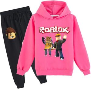 Roblox Hoodie Suit Barn Varm Hoodie Kläder Roblox Printed Hoodie Rose Red W
