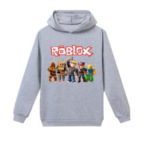 Roblox Hoodie för Barn Ytterkläder Pullover Tröja grå grå grey[Faya]