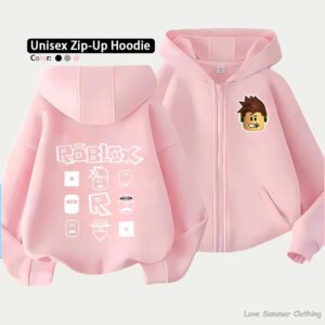 Roblox Kids Zip Hoodie för barn i åldrarna 4-14 Flera mönsteralternativ Unisex Lättviktsjacka med dragkedja HD-tryck Lättburen Sportig och avslappnad stil Polyester 160