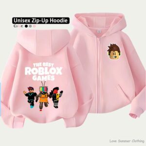 Roblox Kids Zip Hoodie för barn i åldrarna 4-14 Flera mönsteralternativ Unisex Lättviktsjacka med dragkedja HD-tryck Lättburen Sportig och avslappnad stil Polyester 150