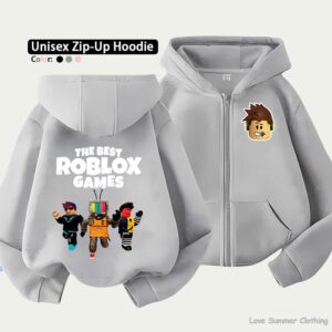 Roblox Kids Zip Hoodie för barn i åldrarna 4-14 Flera mönsteralternativ Unisex Lättviktsjacka med dragkedja HD-tryck Lättburen Sportig och avslappnad stil Polyester 110