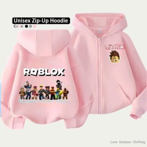 Roblox Kids Zip Hoodie för barn i åldrarna 4-14 Flera mönsteralternativ Unisex Lättviktsjacka med dragkedja HD-tryck Lättburen Sportig och avslappnad stil Polyester 130 white
