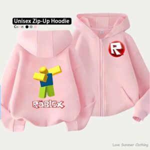 Roblox Kids Zip Hoodie för barn i åldrarna 4-14 Flera mönsteralternativ Unisex Lättviktsjacka med dragkedja HD-tryck Lättburen Sportig och avslappnad stil Polyester 160 white