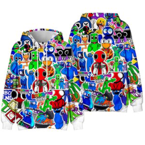 Roblox Rainbow Friends Barn Vinter Huvtröja Tröja Kläder C