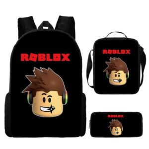 Roblox Ryggsäck Skolväskor Reseryggsäckar 3set - Julgåva Barn - Present Svart-A