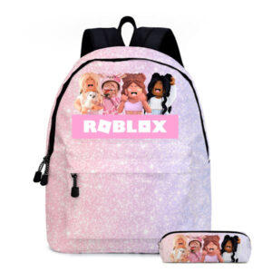 Roblox Ryggsäck för Skolan - Tecknat Tryck Studentryggsäck i Rosa [JUN]