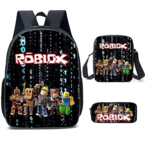 Roblox Skolväska Ryggsäck för Studenter Skoltillbehör Presentförpackning med Tre Delar