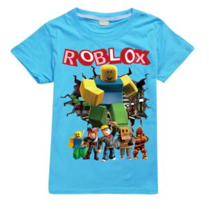Roblox Spel Tecknad Barn T-shirt Kortärmad 2D Tryckt Vardaglig Anime Sport Topp Perfekt Födelsedagspresent för Barn 130cm