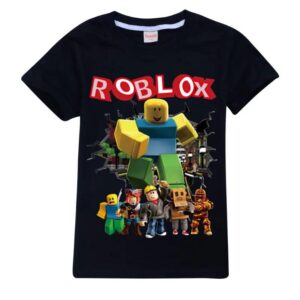 Roblox Spel Tecknad Barn T-shirt Kortärmad 2D Tryckt Vardaglig Anime Sport Topp Perfekt Födelsedagspresent för Barn 130cm black