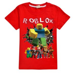 Roblox Spel Tecknad Barn T-shirt Kortärmad 2D Tryckt Vardaglig Anime Sport Topp Perfekt Födelsedagspresent för Barn 140cm black