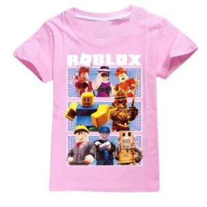 Roblox Spel Tecknad Print Kortärmad T-shirt Trendiga Barnkläder Sommar Topp Barn Födelsedagspresenter 110cm