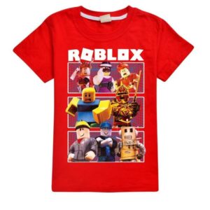 Roblox Spel Tecknad Print Kortärmad T-shirt Trendiga Barnkläder Sommar Topp Barn Födelsedagspresenter 120cm