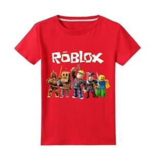 Roblox Tryckt Barn Pojkar Kortärmad T-shirt Sommar T-shirt Rund Hals Topp - WELLNGS Red