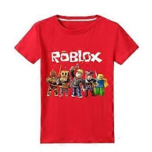 Roblox Tryckt Barn Pojkars Kortärmad T-shirt Sommar Tee Shirt Rundhals Toppar (11-12 År Röd)