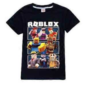 Roblox Tryckt Barn T-shirt Spelare Spelare Fans Pojkar Flickor Sommar Kortärmad Tee Toppar (11-12 År Svart)