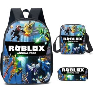 Roblox ryggsäck för pojkar med matlåda och pennfodral, skolryggsäck, datorryggsäck, 27*17*40