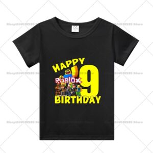 Sommar Roblox Barn Födelsedagsnummer T-shirt Flicka Pojke Kläder Baby Bomull T-shirts Fest Kortärmade Toppar Småbarn Presenter 130