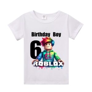Sommar Roblox Pojke Flicka Födelsedag Siffra T-shirt Barnkläder Baby Bomull T-shirts Fest Kortärmade Toppar Småbarnspresenter 110