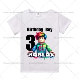 Sommar Roblox Pojke Flicka Födelsedag Siffra T-shirt Barnkläder Baby Bomull T-shirts Fest Kortärmade Toppar Småbarnspresenter 120