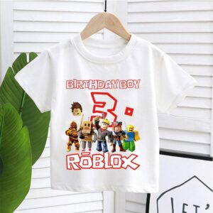 Sommar Roblox Pojke Flicka Födelsedag Siffra T-shirt Barnkläder Baby Bomull T-shirts Fest Kortärmade Toppar Småbarnspresenter 120 white