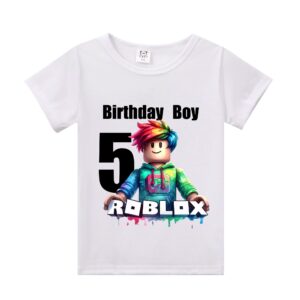 Sommar Roblox Pojke Flicka Födelsedag Siffra T-shirt Barnkläder Baby Bomull T-shirts Fest Kortärmade Toppar Småbarnspresenter 130
