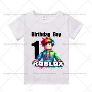 Sommar Roblox Pojke Flicka Födelsedag Siffra T-shirt Barnkläder Baby Bomull T-shirts Fest Kortärmade Toppar Småbarnspresenter 130