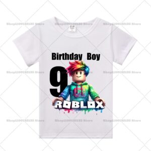 Sommar Roblox Pojke Flicka Födelsedag Siffra T-shirt Barnkläder Baby Bomull T-shirts Fest Kortärmade Toppar Småbarnspresenter 140