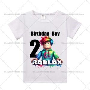 Sommar Roblox Pojke Flicka Födelsedag Siffra T-shirt Barnkläder Baby Bomull T-shirts Fest Kortärmade Toppar Småbarnspresenter 150
