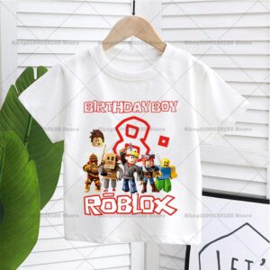 Sommar Roblox Pojke Flicka Födelsedag Siffra T-shirt Barnkläder Baby Bomull T-shirts Fest Kortärmade Toppar Småbarnspresenter 150
