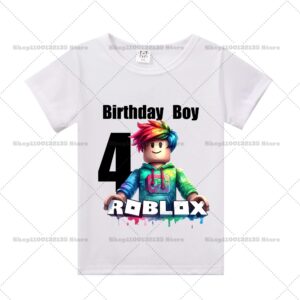 Sommar Roblox Pojke Flicka Födelsedag Siffra T-shirt Barnkläder Baby Bomull T-shirts Fest Kortärmade Toppar Småbarnspresenter 160