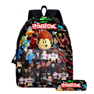 Tecknat mönster Roblox skolväska ryggsäck med pennfodral Skolpennfodral