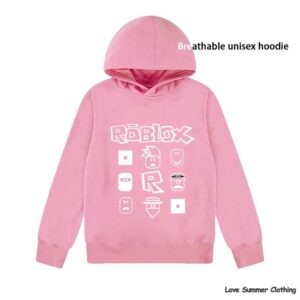 roblox Casual Pullover Hoodie för Pojkar Ålder 4-14 med HD-tryck Tunn Pojkpullover Rea Enkla Flickors Vardagskläder Höst-Hoodie Långärmad Tillbaka till Skolan 100 white